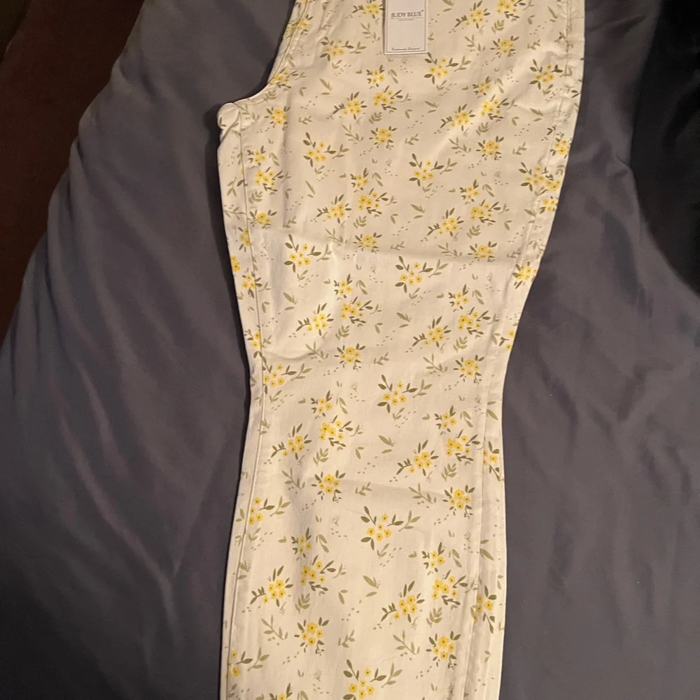 Judy Blue Floral Pants - Yellow and Green - Picture 2 of 4